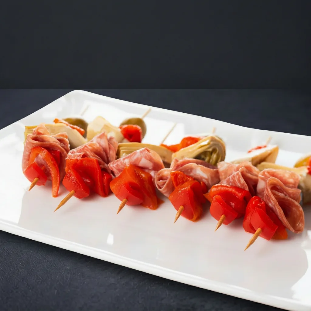 Канапе с неаполетанской салями и маринованым артишоком